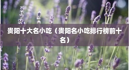 贵阳十大名小吃（贵阳名小吃排行榜前十名）