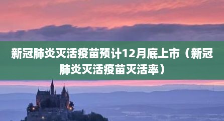新冠肺炎灭活疫苗预计12月底上市（新冠肺炎灭活疫苗灭活率）