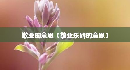 敬业的意思（敬业乐群的意思）