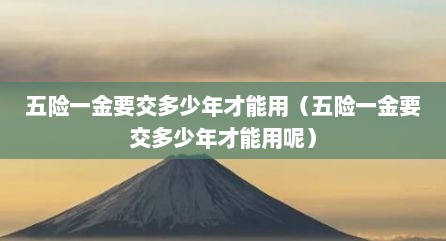 五险一金要交多少年才能用（五险一金要交多少年才能用呢）