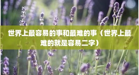世界上最容易的事和最难的事（世界上最难的就是容易二字）