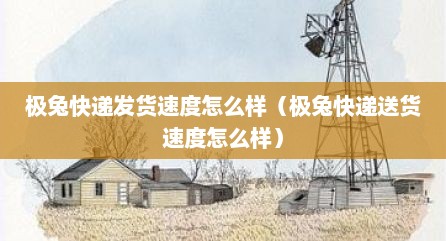 极兔快递发货速度怎么样（极兔快递送货速度怎么样）