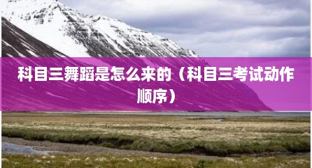 科目三舞蹈是怎么来的（科目三考试动作顺序）