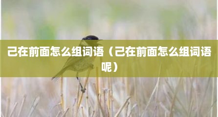 己在前面怎么组词语（己在前面怎么组词语呢）