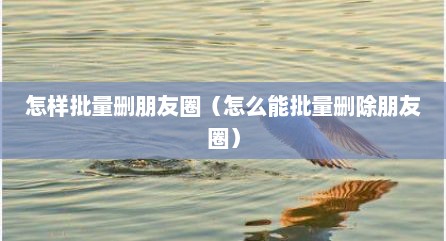 怎样批量删朋友圈（怎么能批量删除朋友圈）