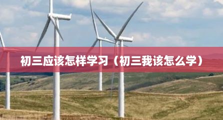 初三应该怎样学习（初三我该怎么学）