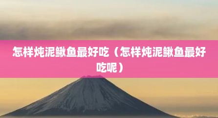 怎样炖泥鳅鱼最好吃（怎样炖泥鳅鱼最好吃呢）
