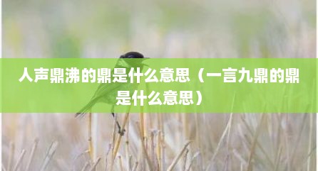 人声鼎沸的鼎是什么意思（一言九鼎的鼎是什么意思）