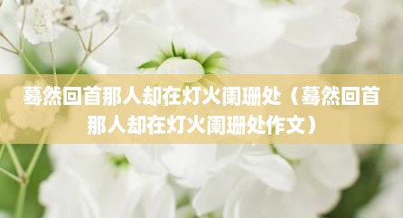 蓦然回首那人却在灯火阑珊处（蓦然回首那人却在灯火阑珊处作文）