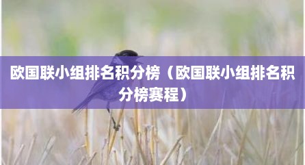 欧国联小组排名积分榜（欧国联小组排名积分榜赛程）