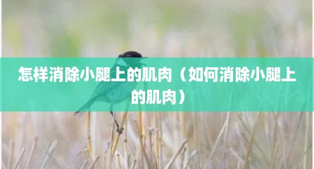 怎样消除小腿上的肌肉（如何消除小腿上的肌肉）