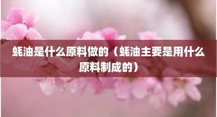 蚝油是什么原料做的（蚝油主要是用什么原料制成的）