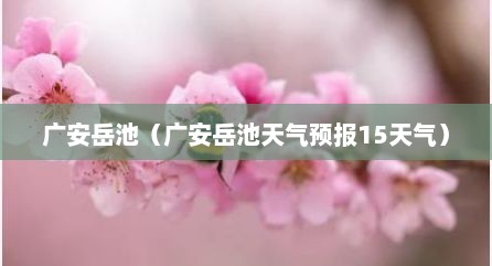 广安岳池（广安岳池天气预报15天气）