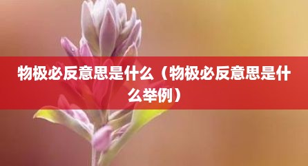 物极必反意思是什么（物极必反意思是什么举例）