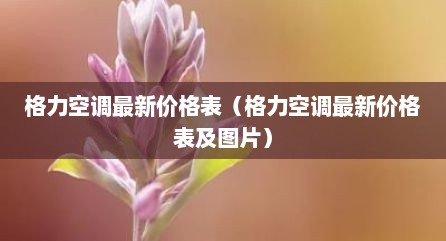 格力空调最新价格表（格力空调最新价格表及图片）