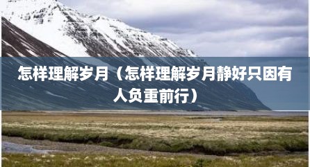 怎样理解岁月（怎样理解岁月静好只因有人负重前行）