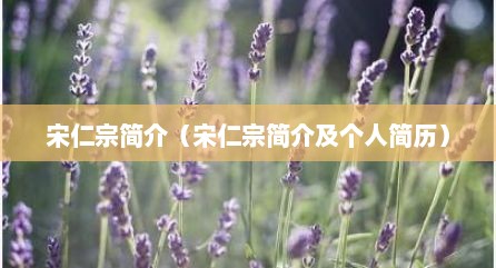 宋仁宗简介（宋仁宗简介及个人简历）