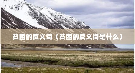 贫困的反义词（贫困的反义词是什么）