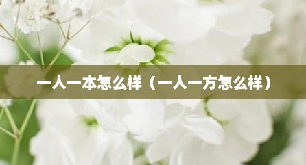 一人一本怎么样（一人一方怎么样）