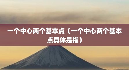 一个中心两个基本点（一个中心两个基本点具体是指）