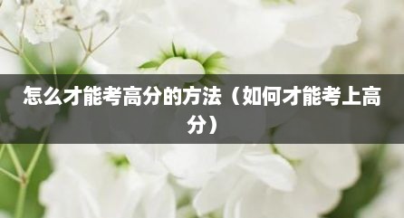 怎么才能考高分的方法（如何才能考上高分）