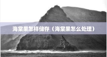 海棠果怎样储存（海棠果怎么处理）