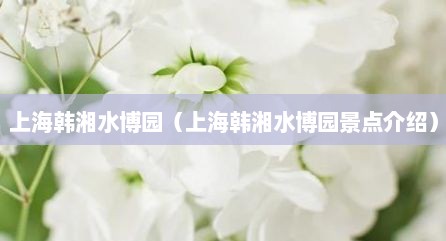上海韩湘水博园（上海韩湘水博园景点介绍）