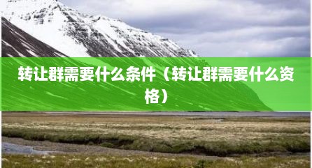 转让群需要什么条件（转让群需要什么资格）