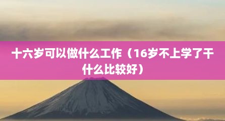 十六岁可以做什么工作（16岁不上学了干什么比较好）