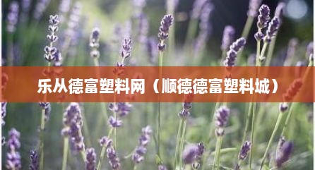 乐从德富塑料网（顺德德富塑料城）