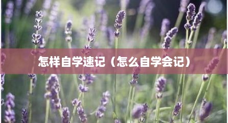 怎样自学速记（怎么自学会记）