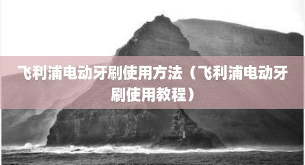 飞利浦电动牙刷使用方法（飞利浦电动牙刷使用教程）