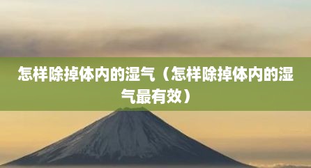 怎样除掉体内的湿气（怎样除掉体内的湿气最有效）