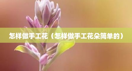 怎样做手工花（怎样做手工花朵简单的）