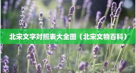 北宋文字对照表大全图（北宋文物百科）