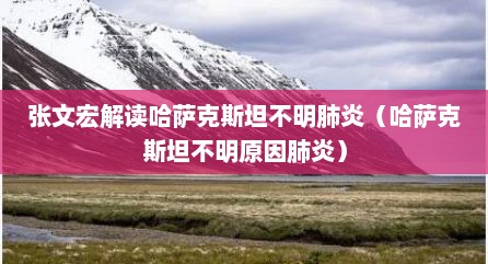 张文宏解读哈萨克斯坦不明肺炎（哈萨克斯坦不明原因肺炎）