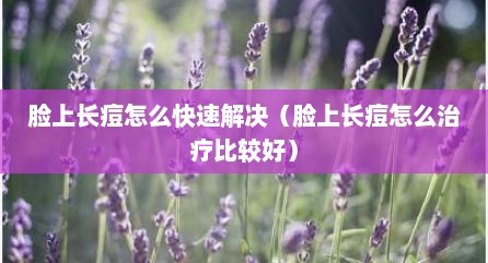脸上长痘怎么快速解决（脸上长痘怎么治疗比较好）