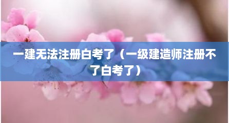 一建无法注册白考了（一级建造师注册不了白考了）