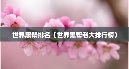 世界黑帮排名（世界黑帮老大排行榜）