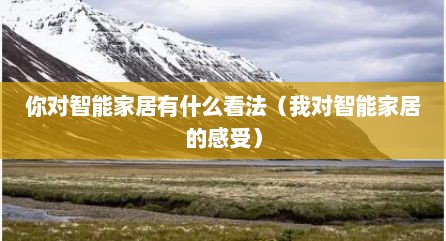 你对智能家居有什么看法（我对智能家居的感受）
