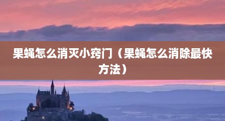 果蝇怎么消灭小窍门（果蝇怎么消除最快方法）