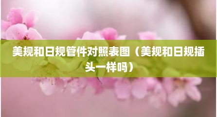 美规和日规管件对照表图（美规和日规插头一样吗）