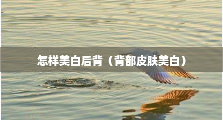 怎样美白后背（背部皮肤美白）