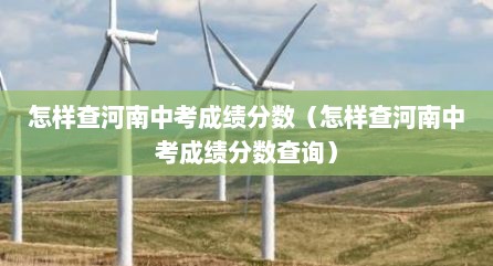 怎样查河南中考成绩分数（怎样查河南中考成绩分数查询）
