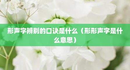 形声字辨别的口诀是什么（形形声字是什么意思）