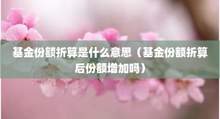 基金份额折算是什么意思（基金份额折算后份额增加吗）