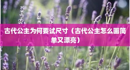 古代公主为何要试尺寸（古代公主怎么画简单又漂亮）