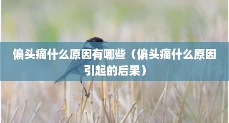 偏头痛什么原因有哪些（偏头痛什么原因引起的后果）