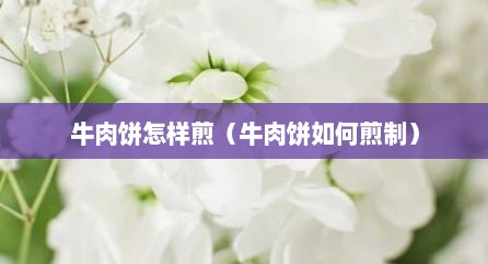 牛肉饼怎样煎（牛肉饼如何煎制）