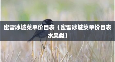 蜜雪冰城菜单价目表（蜜雪冰城菜单价目表水果类）